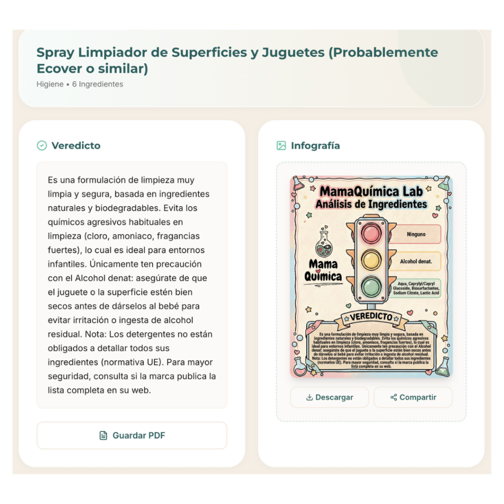 producto para bebés analizado por Mama Química