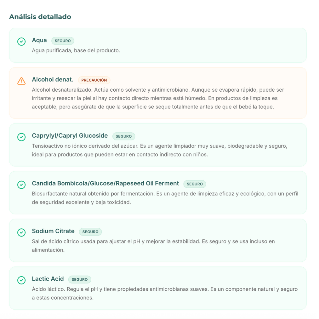 producto para bebés analizado por Mama Química